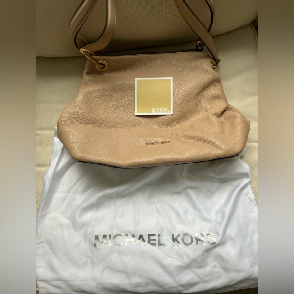 Michael Kors Leather Satchel in Beige